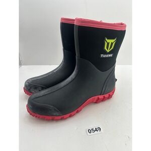 TideWe Rubber Rain Hunting Boots Women 11 Black Red